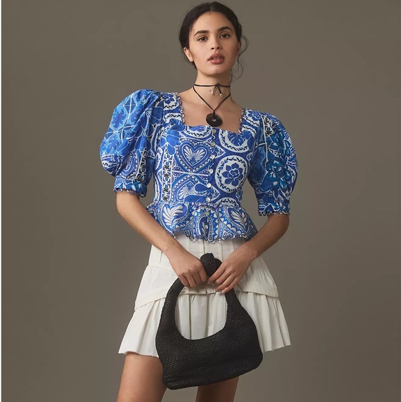 NWT Farm Rio Tile Dream Short-Sleeve Blouse - Picture 2 of 4